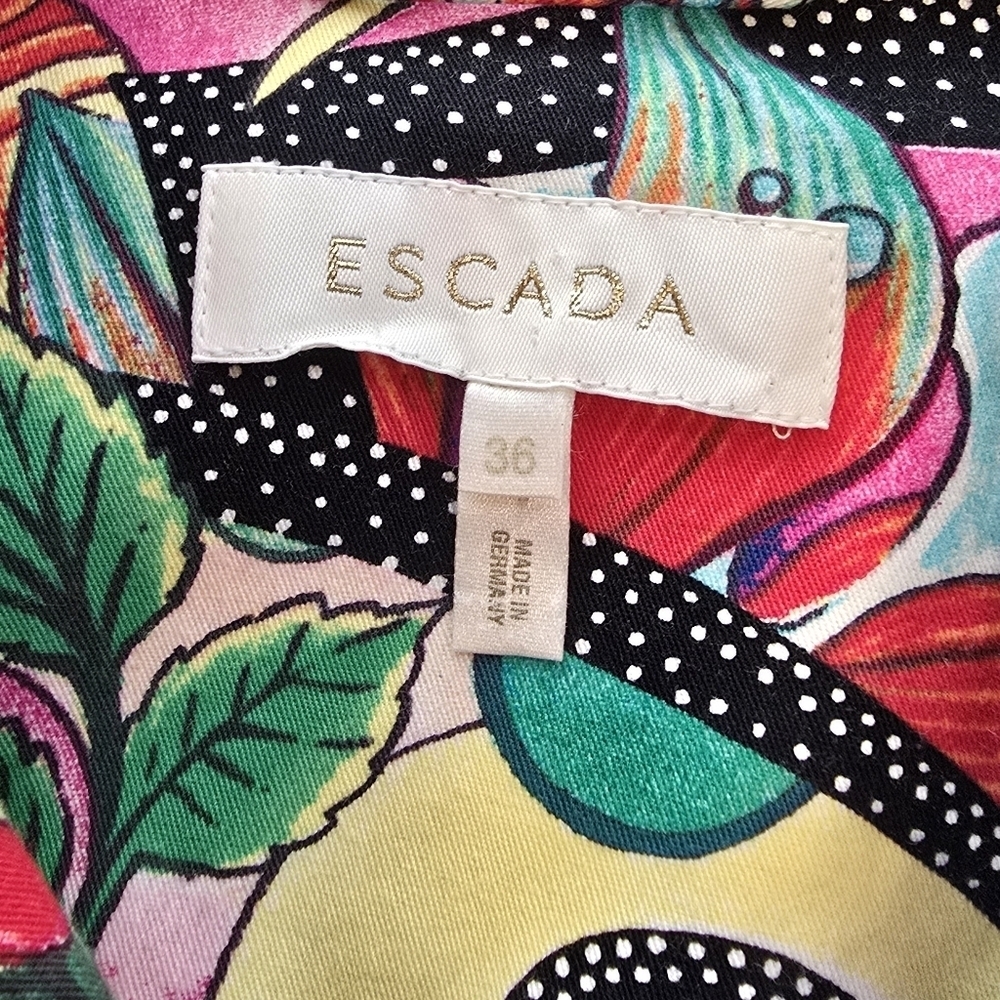 Escada Pink White Multicolor Floral Ocean Wave Vintage Button Up Blazer S - Picture 8 of 9